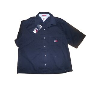 NWT MENS S/S  TOMMY‎ JEANS SKATE FIT BUTTON UP~NAVY~XL
